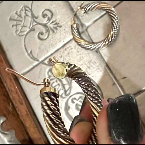 Sterling and 14K Hoop Earrings - Picture 5 of 5